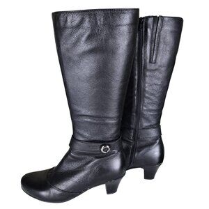 La Canadienne Tall Boots 9 Black Waterproof Leather Full Zip Very Good Condition